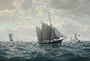 Christian-Bernard Rode Marine med sejlskibe oil on canvas